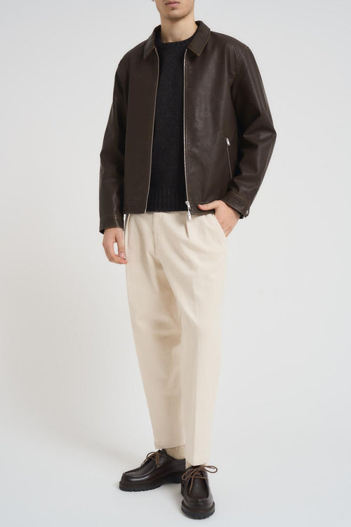 Giubbotto uomo in pelle marrone - 1