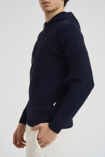 Felpa uomo in maglia con cappuccio blu - 3