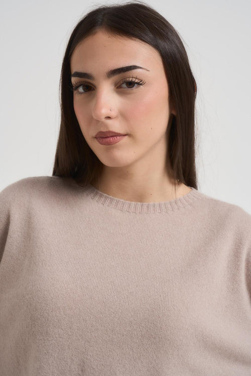 Maglia donna girocollo beige - 2