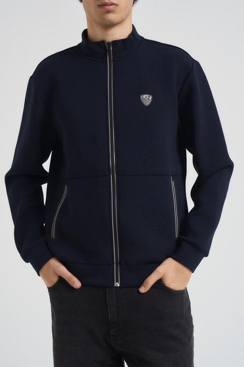 Felpa uomo con zip blu - 1