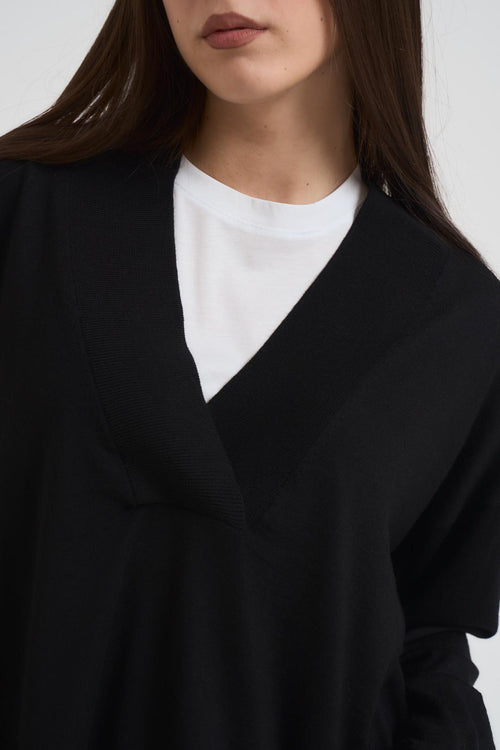 Maglia donna scollo a V nero - 2