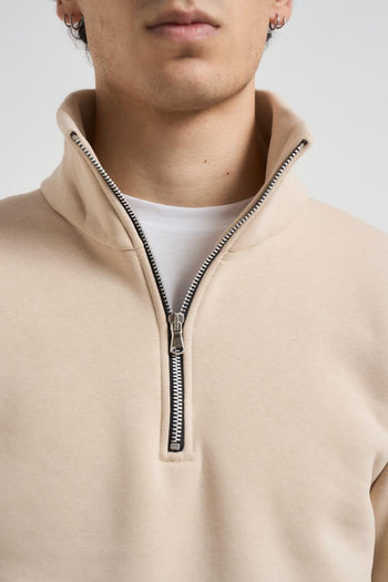 Felpa uomo mezza zip beige - 3