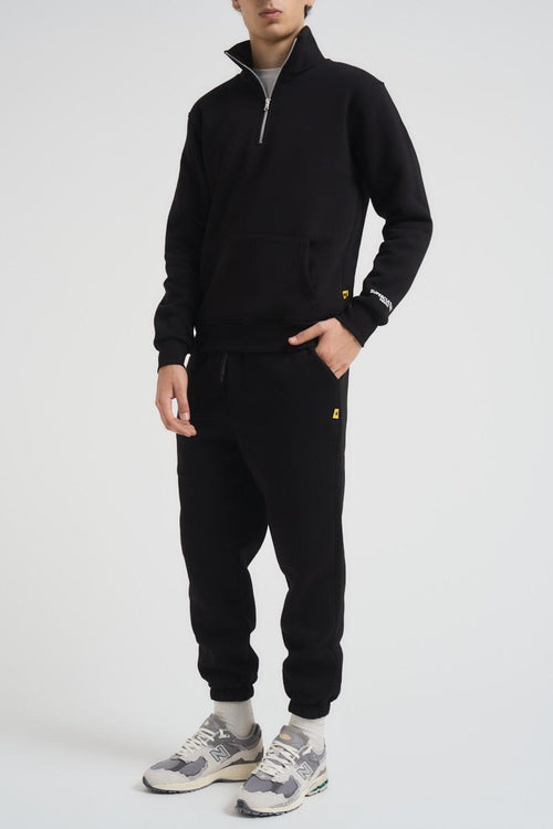 Felpa uomo mezza zip nera - 1