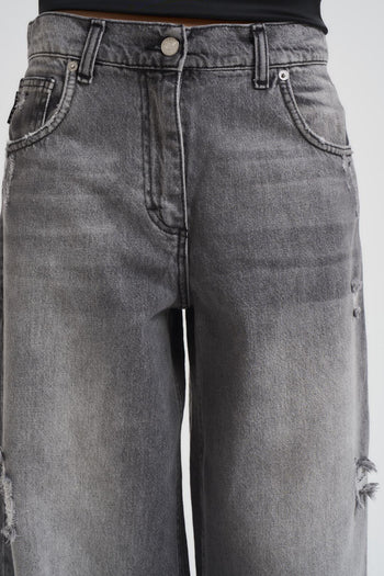 Jeans donna a palazzo in denim grigio chiaro - 6