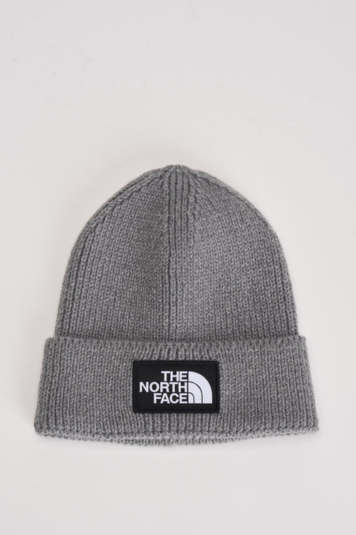 Berretto uomo con risvolto e logo box TNF grigio