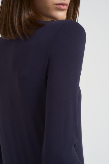 T-shirt basic donna blu manica lunga - 6