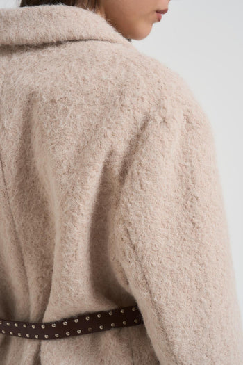 Giacca cappotto donna bouclé beige - 4
