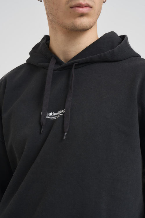 Felpa uomo con cappuccio nera - 2