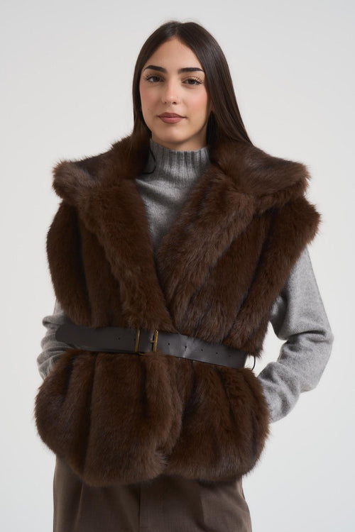 Gilet ecopelliccia donna moro - 1