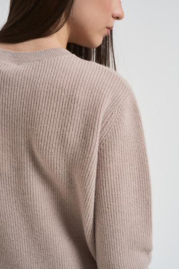 Maglia donna girocollo beige - 4