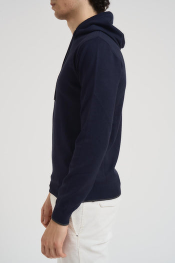 Felpa in maglia con cappuccio blu notte - 3