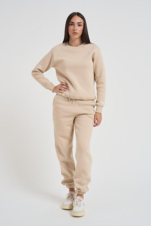 Felpa donna girocollo beige