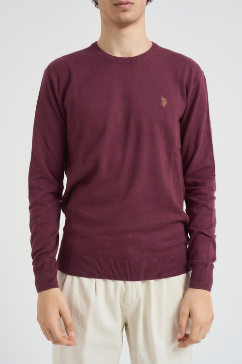 Maglia uomo girocollo cotone e cashmere bordeaux