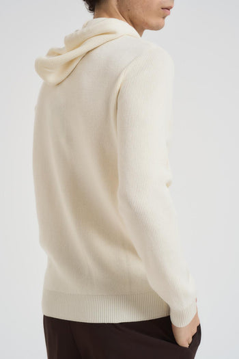 Felpa uomo in maglia con cappuccio panna - 3