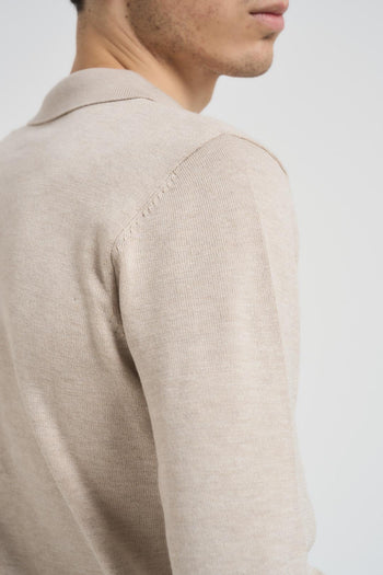 Polo uomo in maglia beige - 4