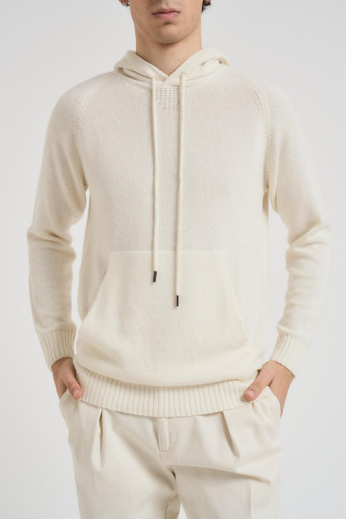 Felpa uomo in maglia panna