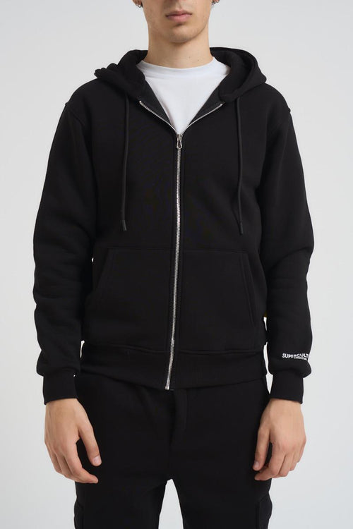 Felpa uomo con zip nera - 2