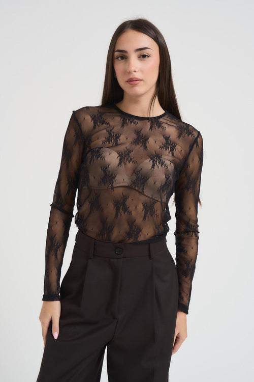 Maglia pizzo donna nera