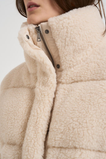 Piumino donna cropped teddy panna - 3