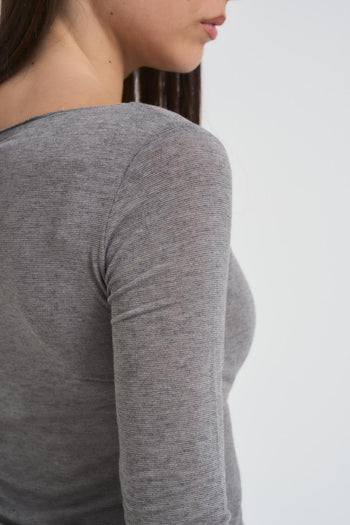 T-shirt donna girocollo grigia - 4