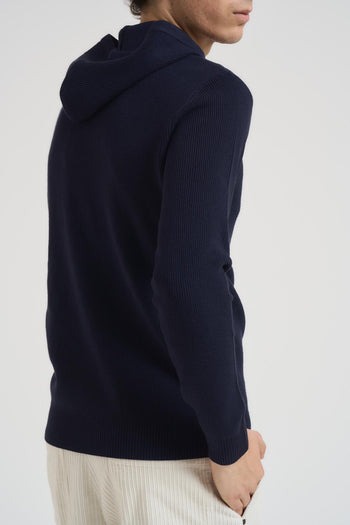 Felpa uomo in maglia con cappuccio blu - 4