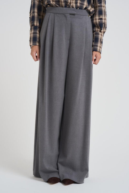 Pantalone donna over con pinces grigio - 2