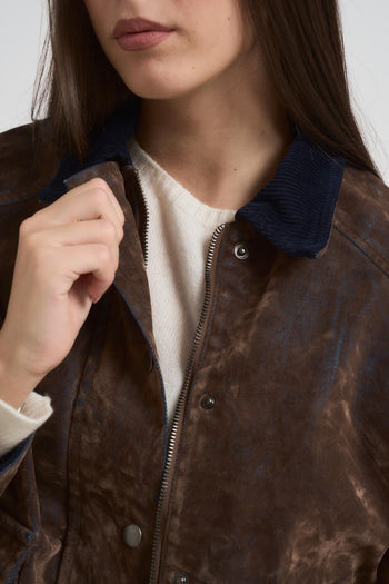 Bomber donna con floccatura marrone - 3