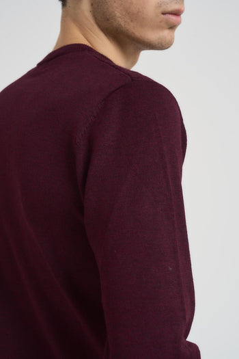 Maglia uomo girocollo a treccia bordeaux - 5