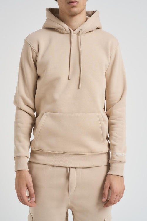 Felpa uomo beige con cappuccio - 2