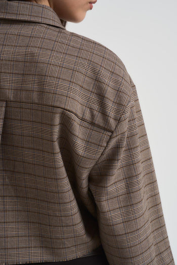 Camicia donna a quadri marrone - 5