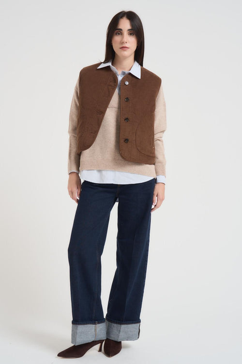 Gilet Seth donna velluto a coste marrone
