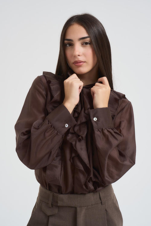 Camicia donna con rouches moro - 2