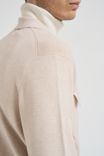 Cardigan in maglia uomo beige - 5