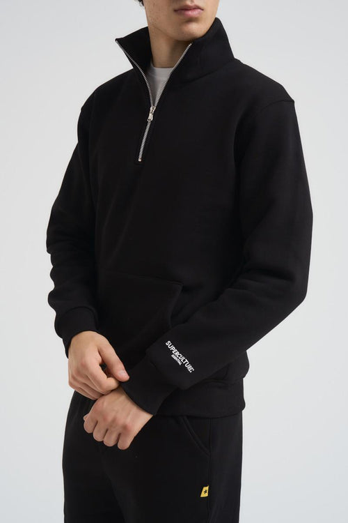 Felpa uomo mezza zip nera - 2
