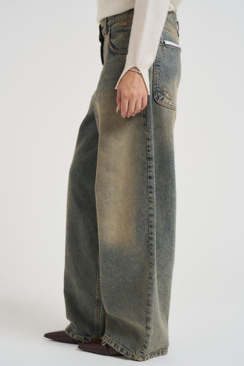 Jeans donna a palazzo in denim slavato - 3