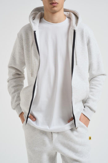 Felpa uomo con zip grigio chiaro - 6