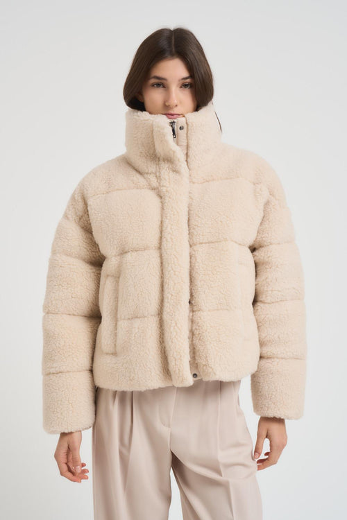 Piumino donna cropped teddy panna - 2