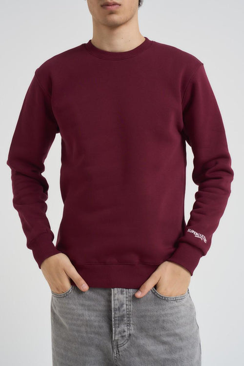 Felpa uomo bordeaux a girocollo - 1