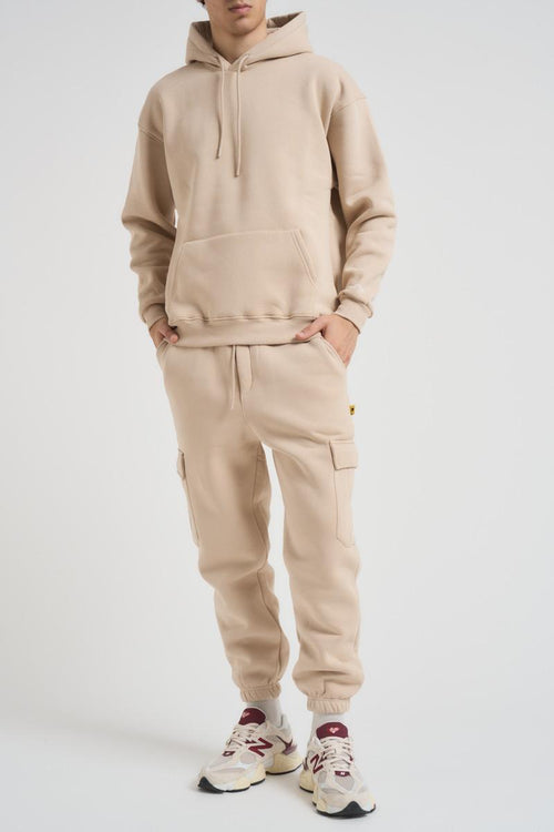 Felpa uomo con cappuccio beige - 1