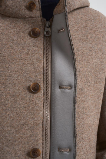 Cappotto uomo midi con cappuccio tortora - 7