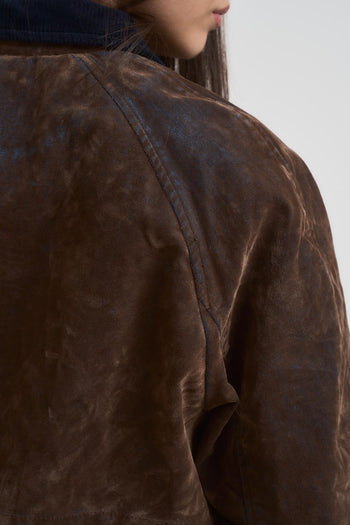 Bomber donna con floccatura marrone - 5
