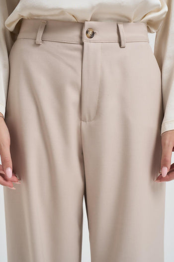 Pantalone donna a palazzo panna - 4