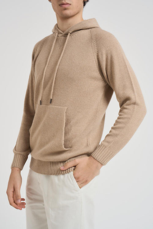 Felpa uomo in maglia cammello