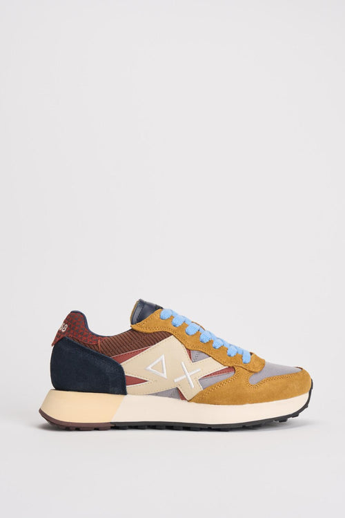 Sneakers uomo in suede e pelle multicolor