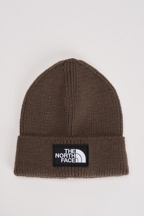 Berretto uomo con risvolto e logo box TNF marrone