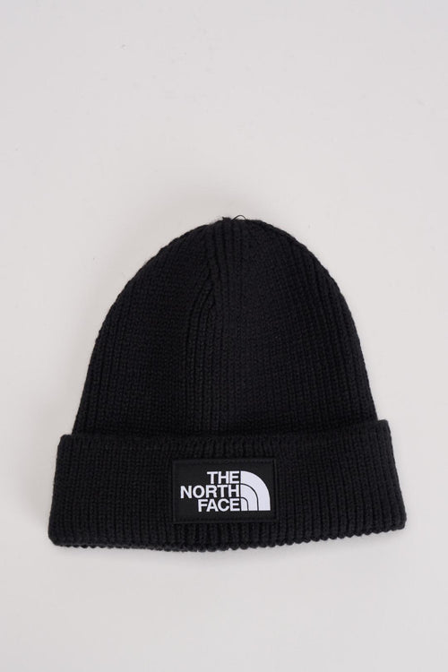 Berretto uomo con risvolto e logo box TNF nero