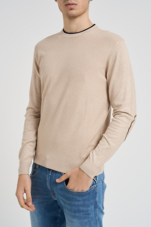 Maglia uomo girocollo beige - 1