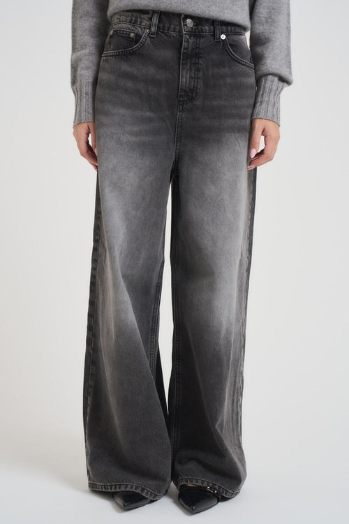 Jeans donna wide leg denim grigio