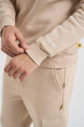 Felpa uomo beige a girocollo - 3