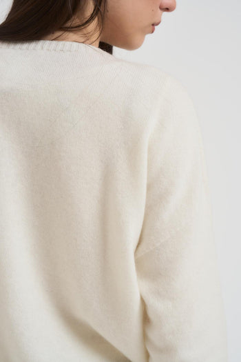 Maglia donna girocollo panna - 5